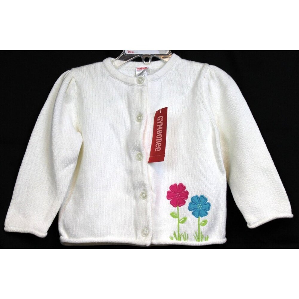 2008 Gymboree Tennis Match Cardigan Sweater sz 2T NWT Girls White Flower Knit